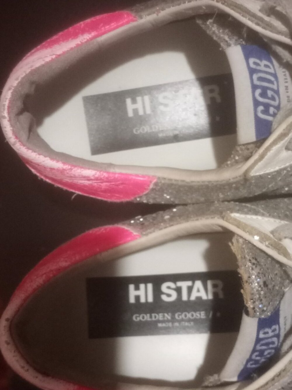 Golden Goose Hi-Star women’s size 37 (US 7) silver glitter pink small platform - Picture 3 of 14